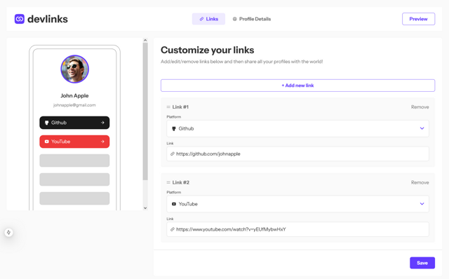 link-sharing application